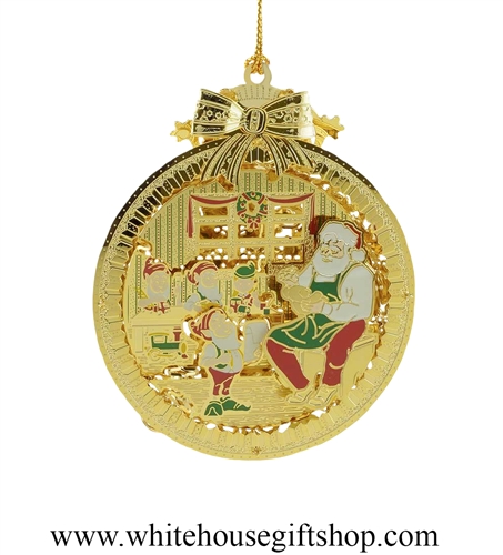 Santa's Workshop White House Ornament