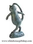 Cat's Meow 8" Bronze Patina Verdigris Whimsical Statue, Quality Finish
