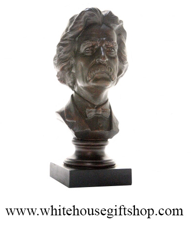 Bust, Mark Twain Bust, 9'', Bronzed Patina