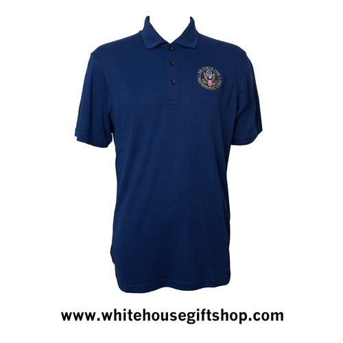 Air Force One Shirt Presidential Guest, Polo Shirt, Size MED, Close Out Price,  Deep Navy, Import, Great Value, Soft Easy Machine Wash & Dry, Comfort Blend