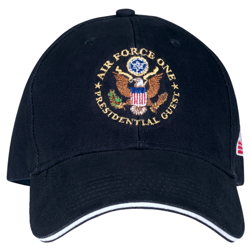 Air Force One Presidential Guest Hat. Cap, MADE IN America, Embroidered Navy Cotton