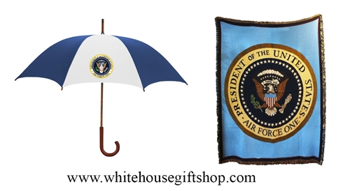 Umbrella and Blanket, Air Force One Umbrella and Air Force One Presidential Throw Blanket Set, Both 100% Made in the USA,