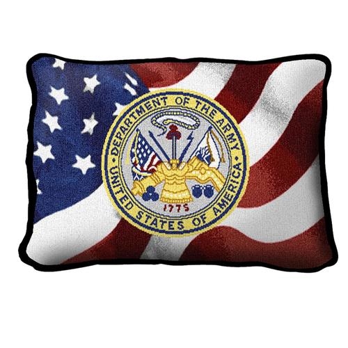 United States Army, Department of Army Seal, Small Rectangle Pillow, Made in America, American Flag, 12 by 8 inches, red, navy, gold, Made in the USA, Military Veteran Gift