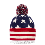 U.S. Flag Beanie Hat, Knit, Red White & Blue Pom, From the Official White House Gift ShopÂ® Est. 1946