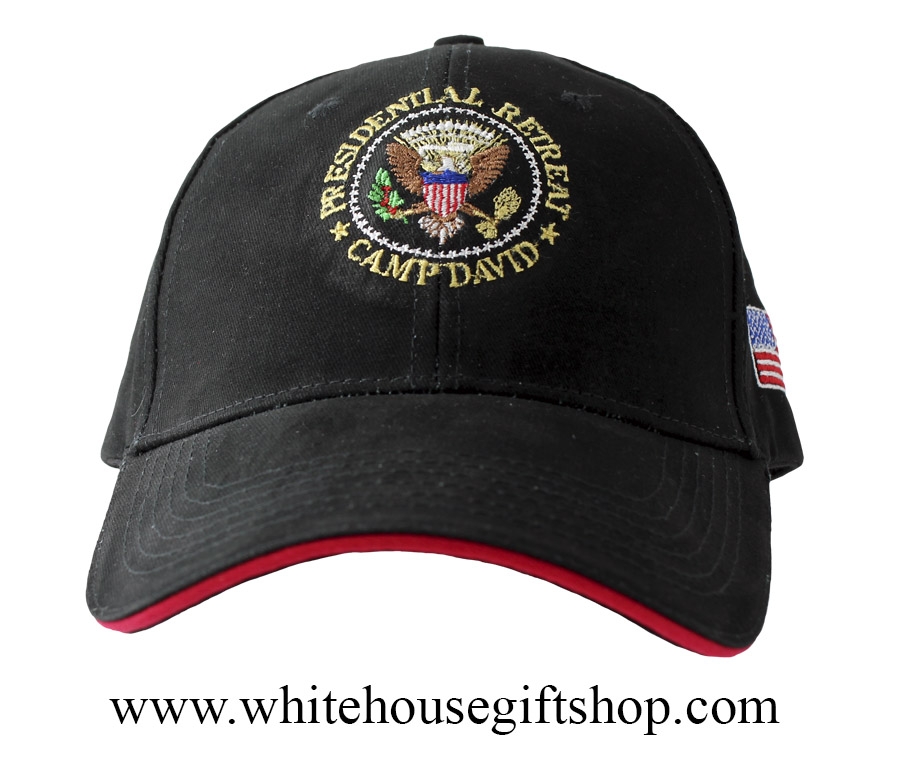 Camp David Presidential Retreat Hat, Black with Red Trim, 100% Made and  Embroidered in USA