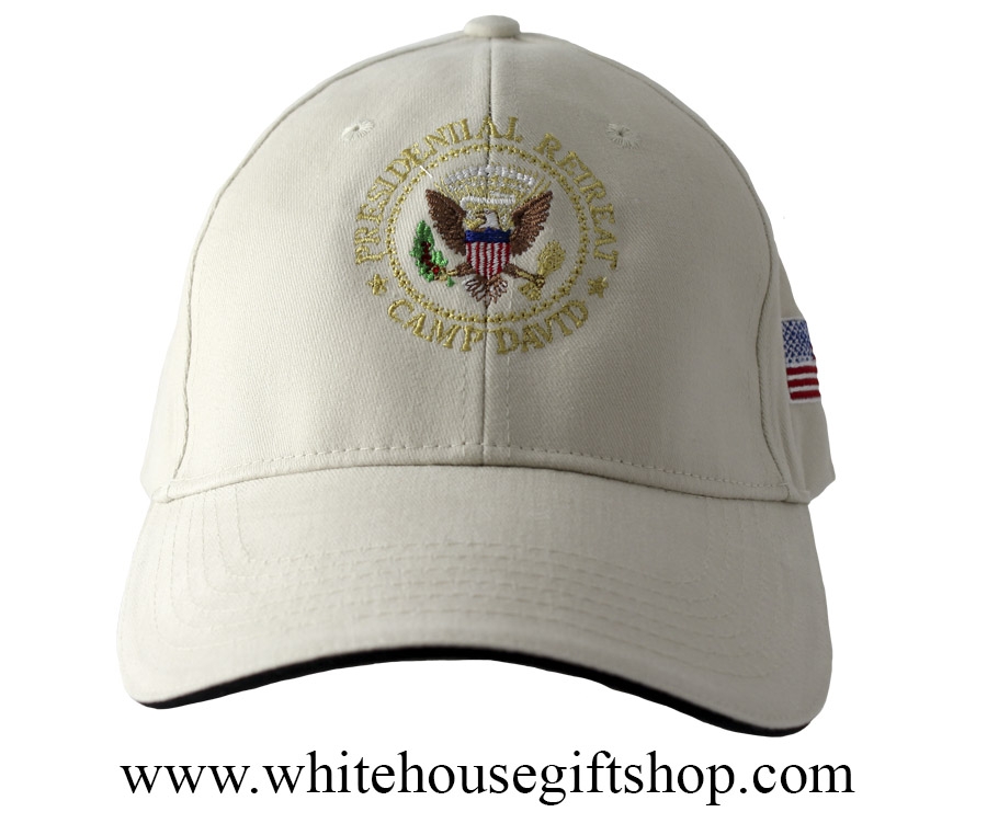 Camp David Black with Stone Retreat Est. Gift Hat, USA White Presidential in Trim from 1946Â® Shop, 100% Made House