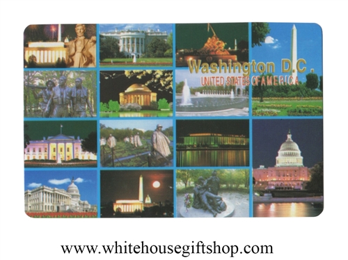 Cards, Washington DC Collage, Washington DC Monuments and Memorials, White House, Capitol, Washington Monument, Clear Lucite Display Box