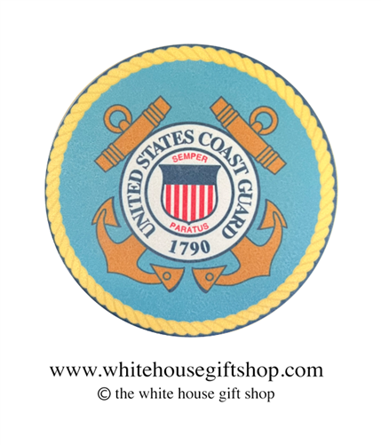 United States Coast Guard Coasters Set of 4, Designed at Manufactured by the White House Gift Shop, Est. 1946. Made in the USA