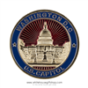 US Capitol Challenge Coin,custom made high grade copper alloy core coins, jewelry grade finishes, gold, red, and blue coins, from original official White House Gift Shop since 1946, upgraded plastic case with individual bag to protect each coin.