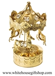 Gold Carousel Horses Music Box with Swarovski Crystals