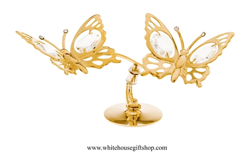 Gold Butterfly Duo Table Top Display with Swarovski Crystals