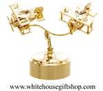 Gold Aeroplane Duo Music Box with SwarovskiÂ® Crystals