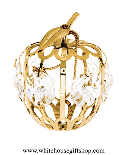 Gold Mini Apple Ornament with SwarovskiÂ® Crystals