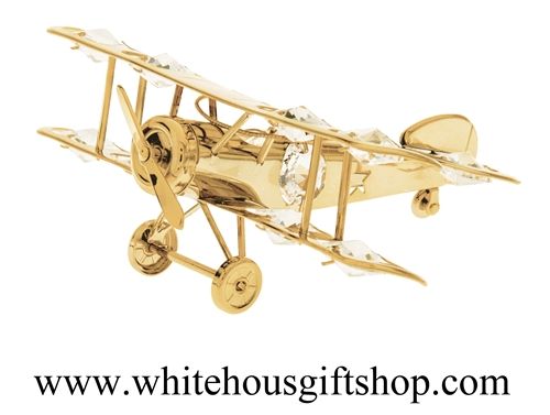 Gold Biplane Ornament