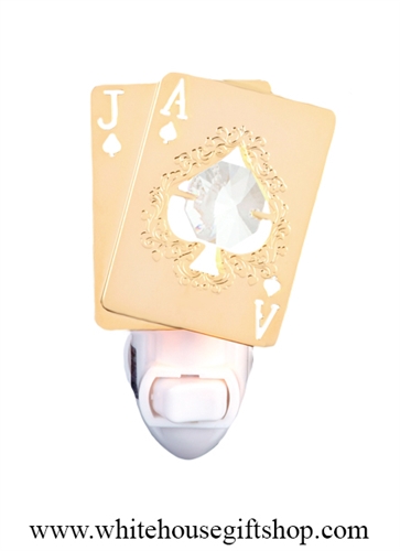 Gold Black Jack nightlight with SwarovskiÂ® Crystals