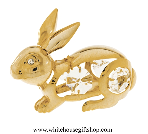 Gold Bunny Rabbit Ornament with SwarovskiÂ® Crystals
