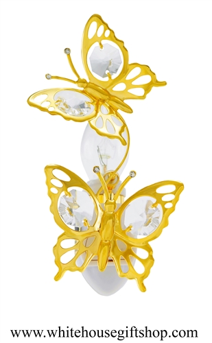 Gold Mini Butterfly Duo with SwarovskiÂ® Crystals