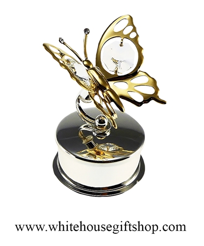 Gold Mini Butterfly Jewelry Box with SwarovskiÂ® Crystals