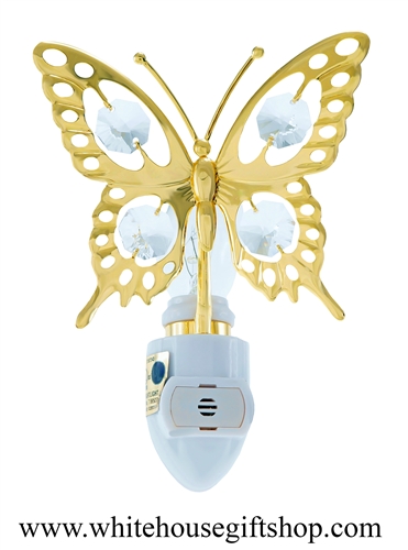 Gold Butterfly Nightlight with SwarovskiÂ® Crystals