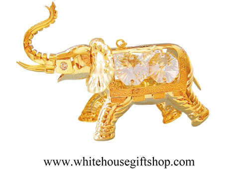 Gold Circus Elephant Ornament with SwarovskiÂ® Crystals