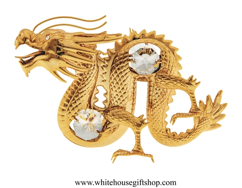 Gold Chinese Dragon Ornament with SwarovskiÂ® Crystals