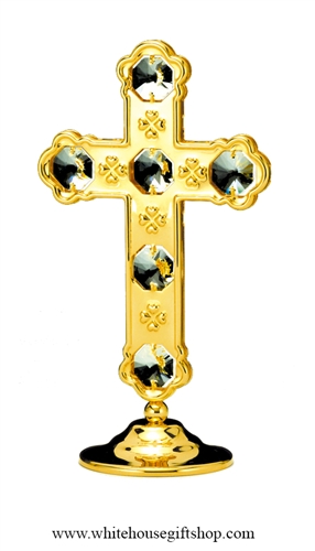 Gold Cross Table Top Display with SwarovskiÂ® Crystals