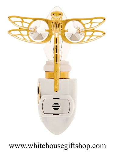 Gold Mini Dragonfly Nightlight with SwarovskiÂ® Crystals