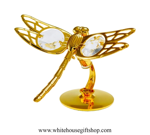 Gold Dragonfly Table Top Display with SwarovskiÂ® Crystals