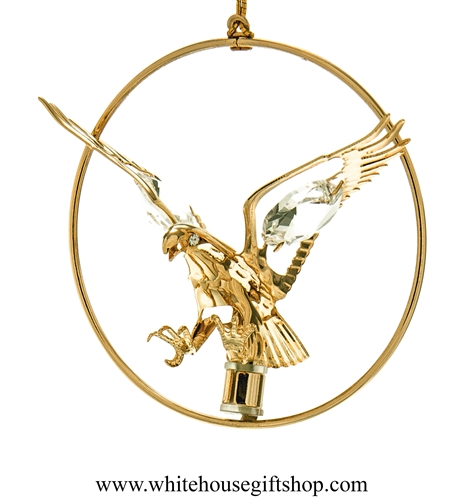 Gold American Eagle Circle Ornament with SwarovskiÂ® Crystals