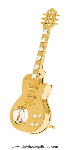 Gold Electric Guitar Ornament with SwarovskiÂ® Crystals