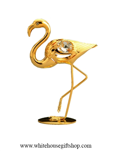 Gold Flamingo Table Top Display with SwarovskiÂ® Crystals