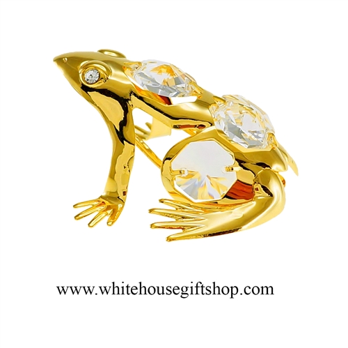 Gold Northern Tree Frog Ornament with SwarovskiÂ® Crystals