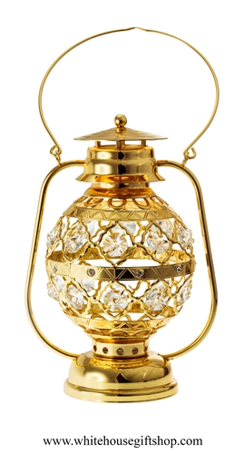 Gold Grand Lantern with LED Table Top Display with SwarovskiÂ® Crystals