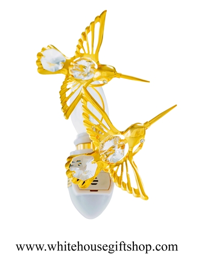 Gold Mini Hummingbird Duo with SwarovskiÂ® Crystals