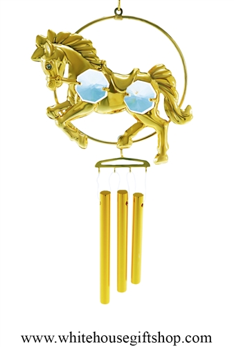 Gold Horse Chime Ornament with SwarovskiÂ® Crystals