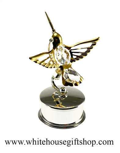 Gold Mini Hummingbird Jewelry Box with SwarovskiÂ® Crystals