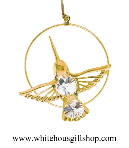 Gold Hummingbird Circle Ornament