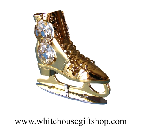 Gold Ice Skate Ornament with SwarovskiÂ® Crystals