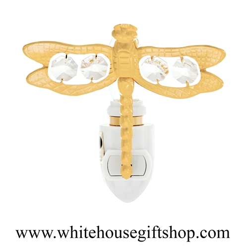 Gold Dragonfly Nightlight with SwarovskiÂ® Crystals