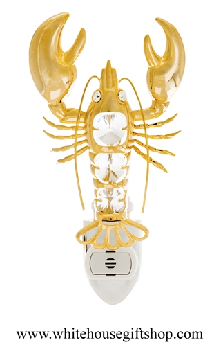 Gold Lobster Nightlight with SwarovskiÂ® Crystals