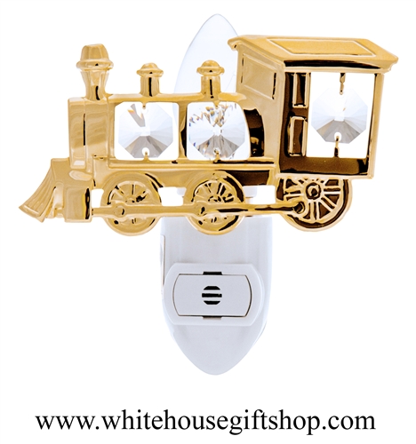 Gold Classic Steam Locomotive Nightlight with SwarovskiÂ® Crystals