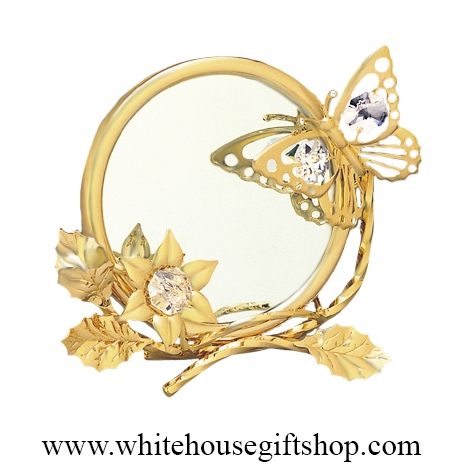 Gold Butterfly, Mirror, & Photo Frame Display with SwarovskiÂ® Crystals