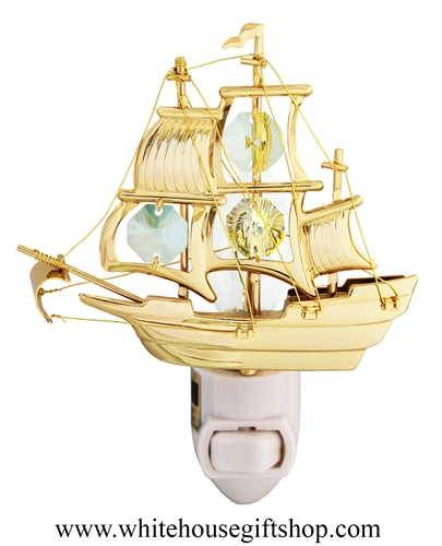 Gold Mayflower Nightlight with SwarovskiÂ® Crystals