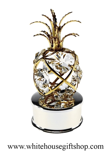 Gold Pineapple Jewelry Box with Swarovski Crystals