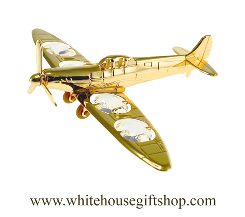 Gold Single Propeller Plane Ornament