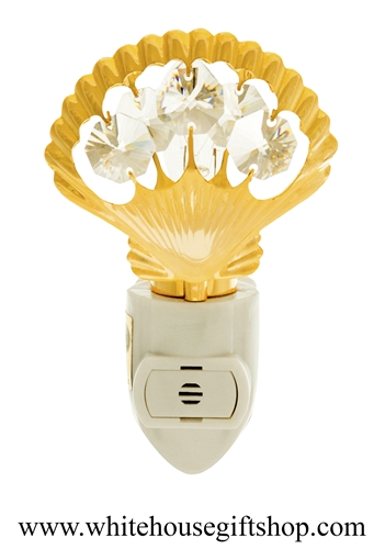 Gold Sea Shell Nightlight with SwarovskiÂ® Crystals