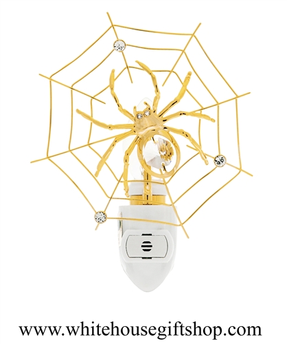 Gold Spider on a Web Nightlight with SwarovskiÂ® Crystals