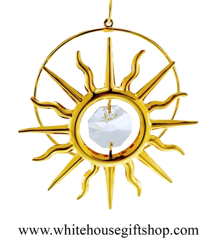 Gold Sun Ornament Swarovski Crystals