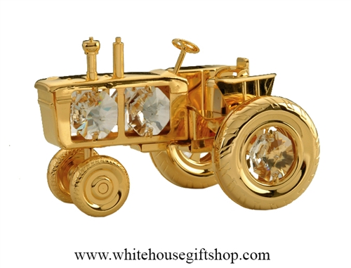 Gold Tractor Table Top Display with Swarovski Crystals