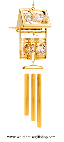 Crystal Gold Classic Wishing Well chime Ornament with SwarovskiÂ® Crystals